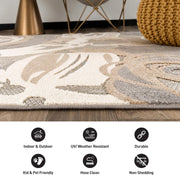 Ravenna Modern Large Floral Flowers Indoor/Outdoor Area Rug 7'10" X 10' Gray
