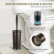 Toilet Bowl Brush Holder Set: Bathroom Deep Cleaning Toilet Scrubber Rim Cleaner with Caddy for Restroom Rv - Hidden Modern Elegant Toilet Clean Decorative Accessories - Bronze