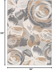 Ravenna Modern Large Floral Flowers Indoor/Outdoor Area Rug 7'10" X 10' Gray