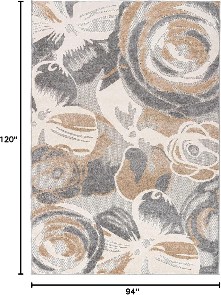 Ravenna Modern Large Floral Flowers Indoor/Outdoor Area Rug 7&