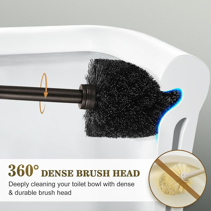 Toilet Bowl Brush Holder Set: Bathroom Deep Cleaning Toilet Scrubber Rim Cleaner with Caddy for Restroom Rv - Hidden Modern Elegant Toilet Clean Decorative Accessories - Bronze